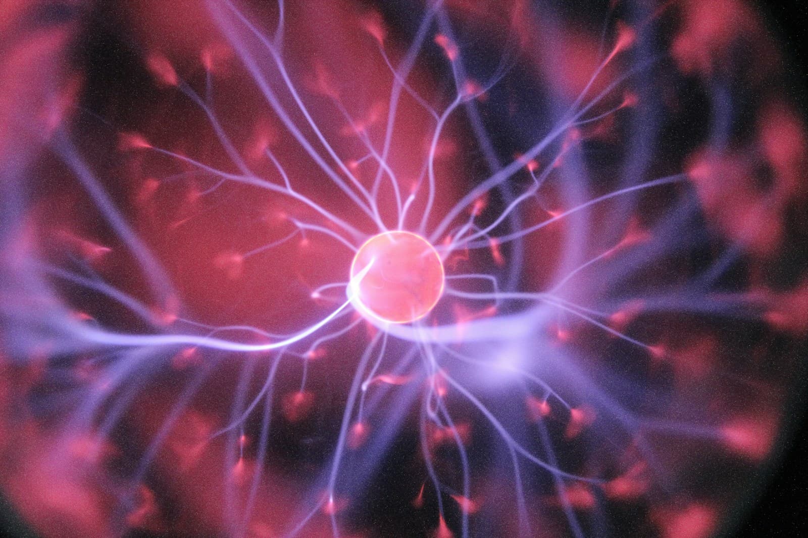 Glowing branching light resembling a neural network