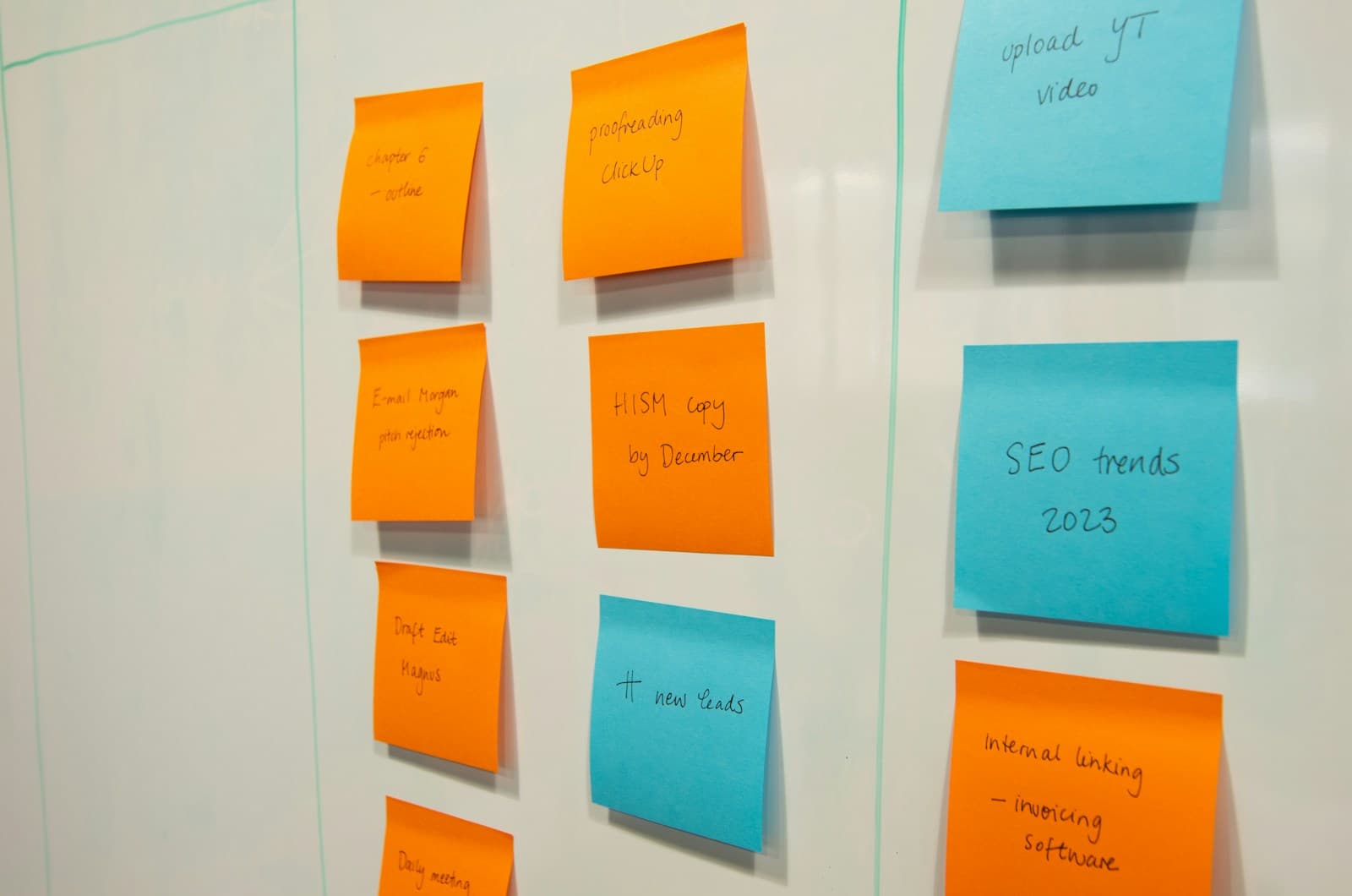 Sprint board covered in sticky notes